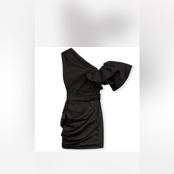 Redemption One‎ Shoulder Mini Dress in Popeline Black Sz S - Picture 6 of 7